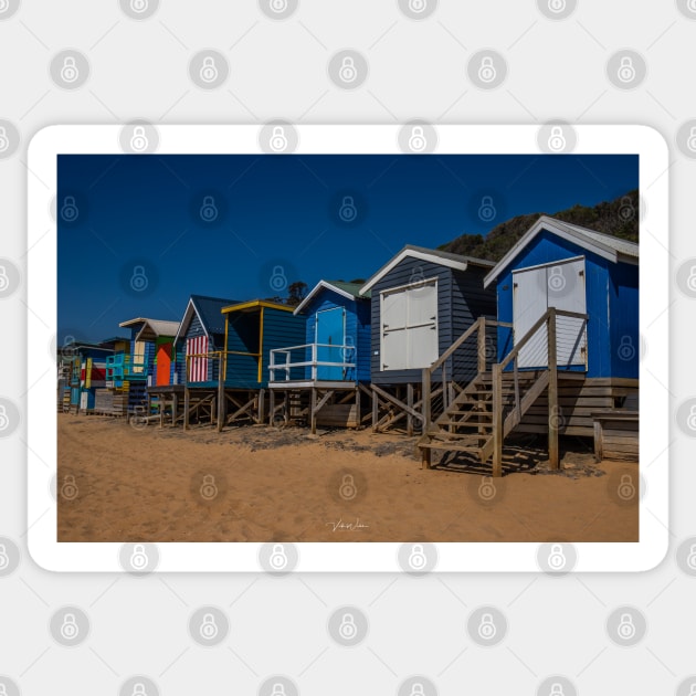 Boat sheds at Mt Martha North, Mornington Peninsula, Victoria, Australia. Sticker by VickiWalsh